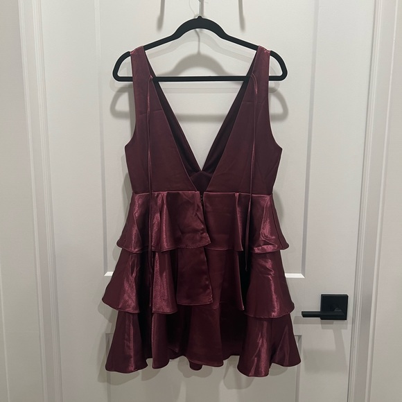 Lulus satin purple ruffled party dress - Picture 2 of 3